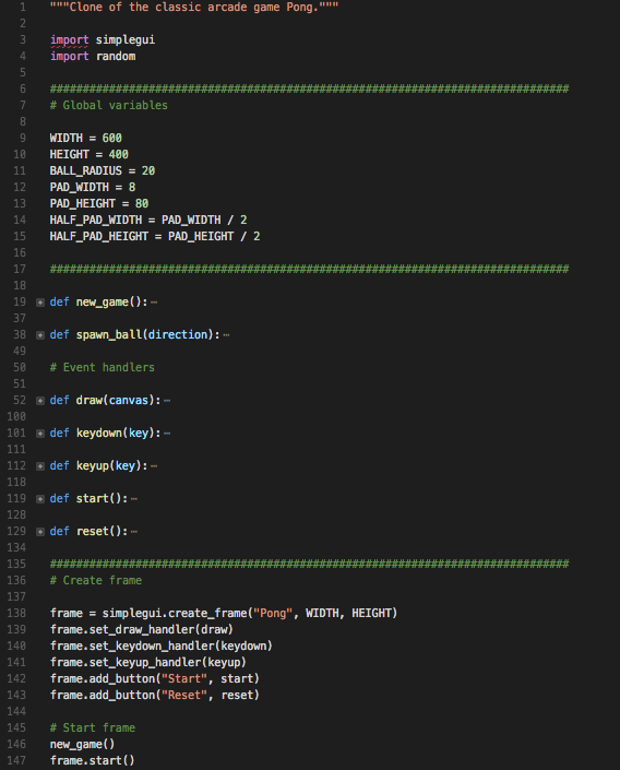 Summary of my implementation of Pong in Python in VS Code