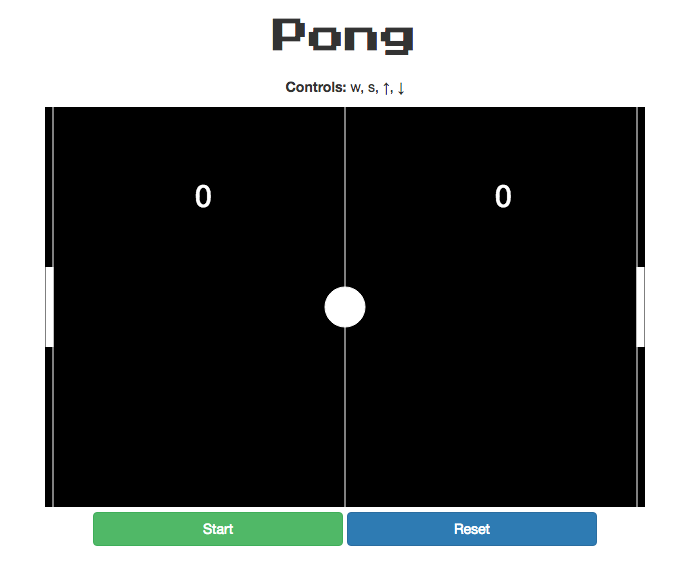Screenshot of my implementation of Pong in JavaScript